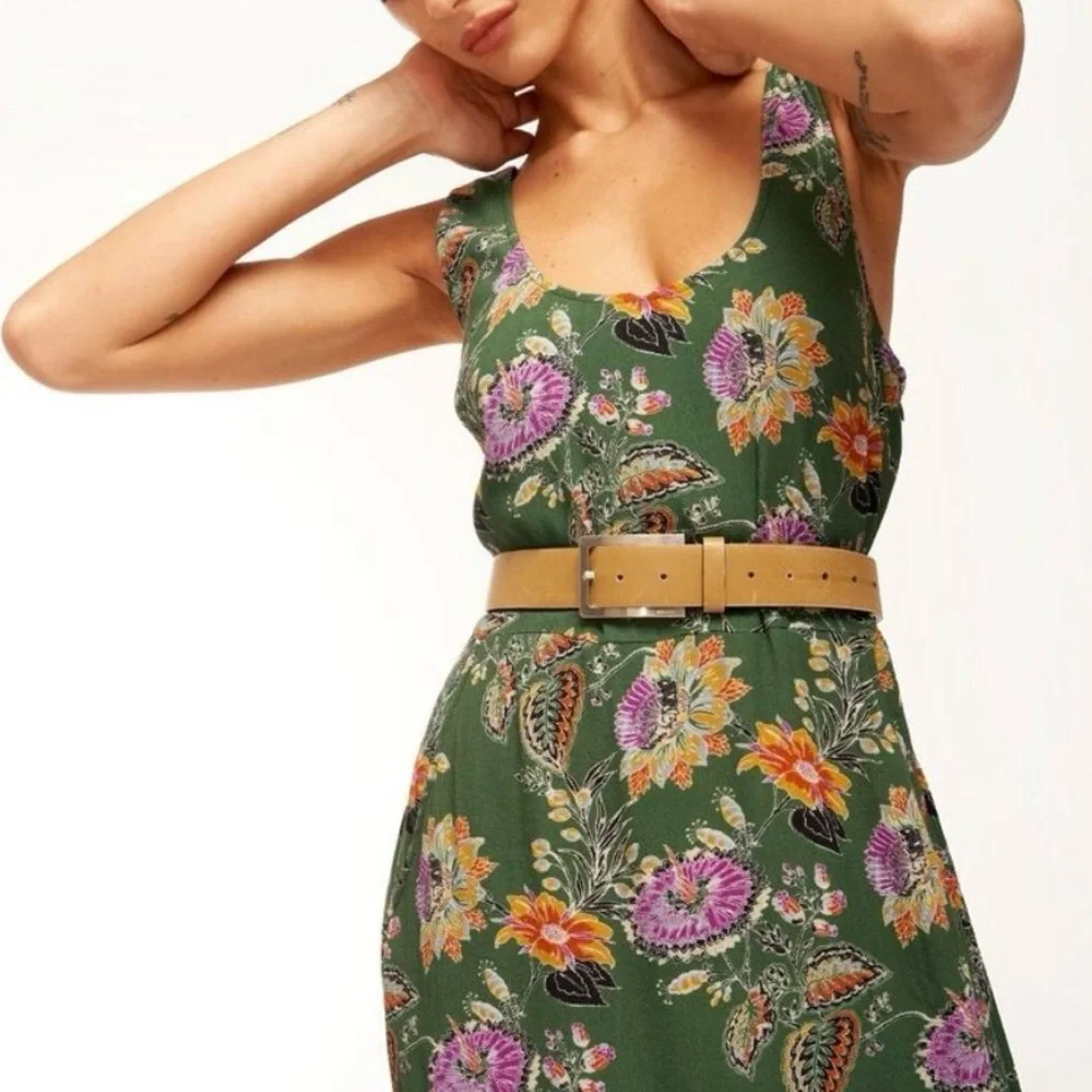 Equipment Femme Everett Eden Multi Floral Sleeveles Scoop Maxi Dress Green 0 NEW - Picture 10 of 15